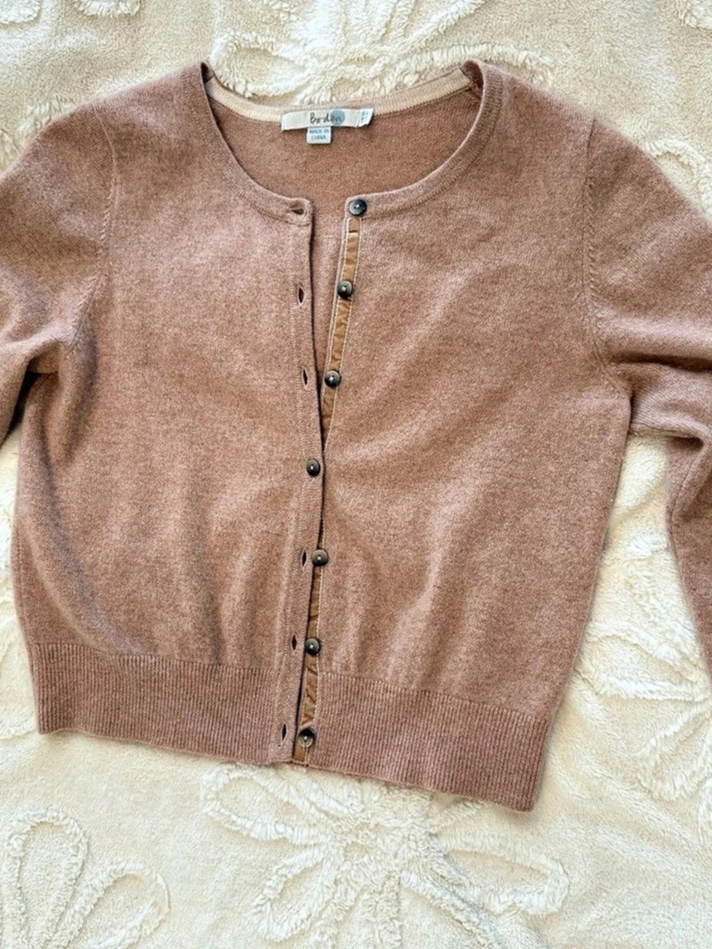 Boden Cashmere Button-Front Cardigan in Brown Size Medium
